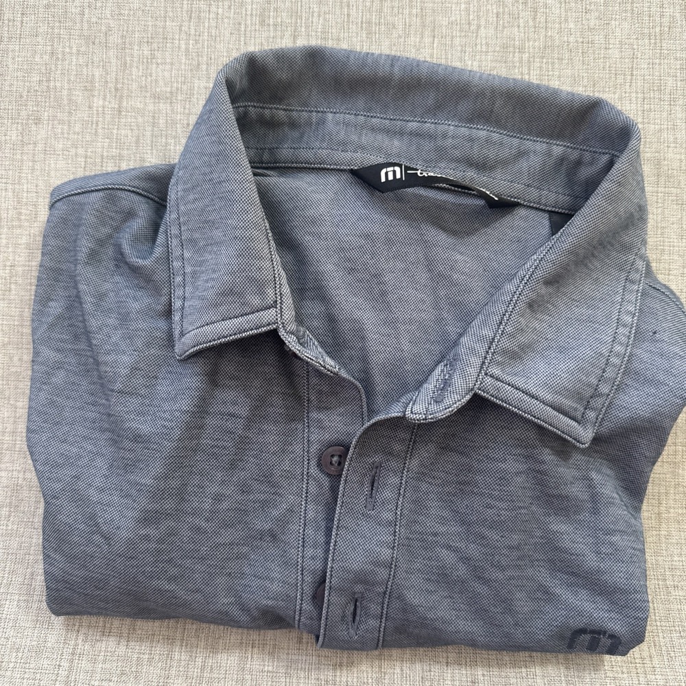 Travis Mathew Polo Shirt Mens Medium Blue Pima Cotton Blend Golf‎ Short Sleeve - Picture 8 of 8